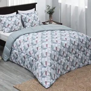 Geometric Printed Geometry Twin Comforter - Lightweight Polyester Microfibre Down Alternative, Machine Washable