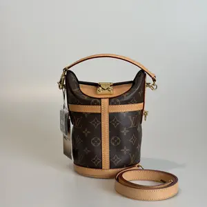 Pre-owned Louis Vuitton Coated Canvas & Calfskin Shoulder Bag Pre‑Owned Duffle Brown Monogram 73416733