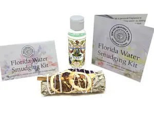 New Age Smudges & Herbs-White Sage Mix w/Lavender, Lemon Slice & Palo Santo Sage 4 inch Incense Smudge Bundle w/Florida Water 2oz Bottle- Cleansing Sage Incense & Water, Smudging Rituals.