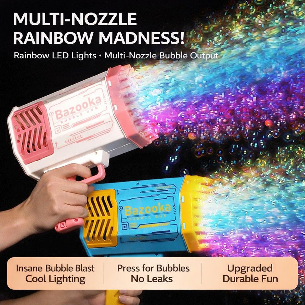40-Hole Bubble Machine with Bubbles LED Lights Suitable for Adults, Bubble Blower for Boys Girls, - Bubble for Outdoor Indoor Parties, Birthday Wedding Gifts No Battery (With 1 Bubble Liquid)