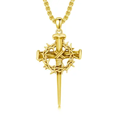Cross Crown Necklace for Men TikTok Shop