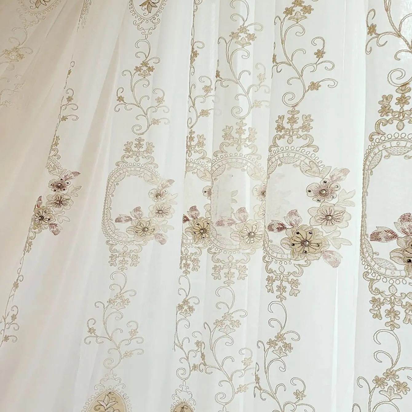 Luxurious Embroidered Curtains, Romantic Bedroom Drapes, High-End American European Style, French Luxury Design, Window Curtain, Room Decor Curtain