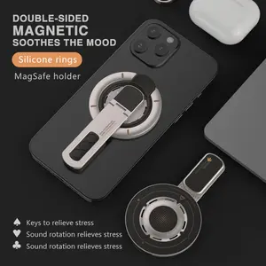 Double-Sided Magnetic 360° Rotating Phone Ring Stand, Desktop Foldable Portable Design, Key Press Stress Relief Tool, Multifunctional