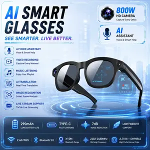 AI Smart Glasses 4K HD Video Camera with 8MP Lens, Real-Time Translation, Image Recognition, Bluetooth Audio Smart Glasses for Men & Women