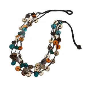 Bohemian Vintage Ethnic Style Handmade Coconut Shell Wooden Beads Colorful Necklace Party Jewelry Beaded Handcrafted Boho Fashion Accessory