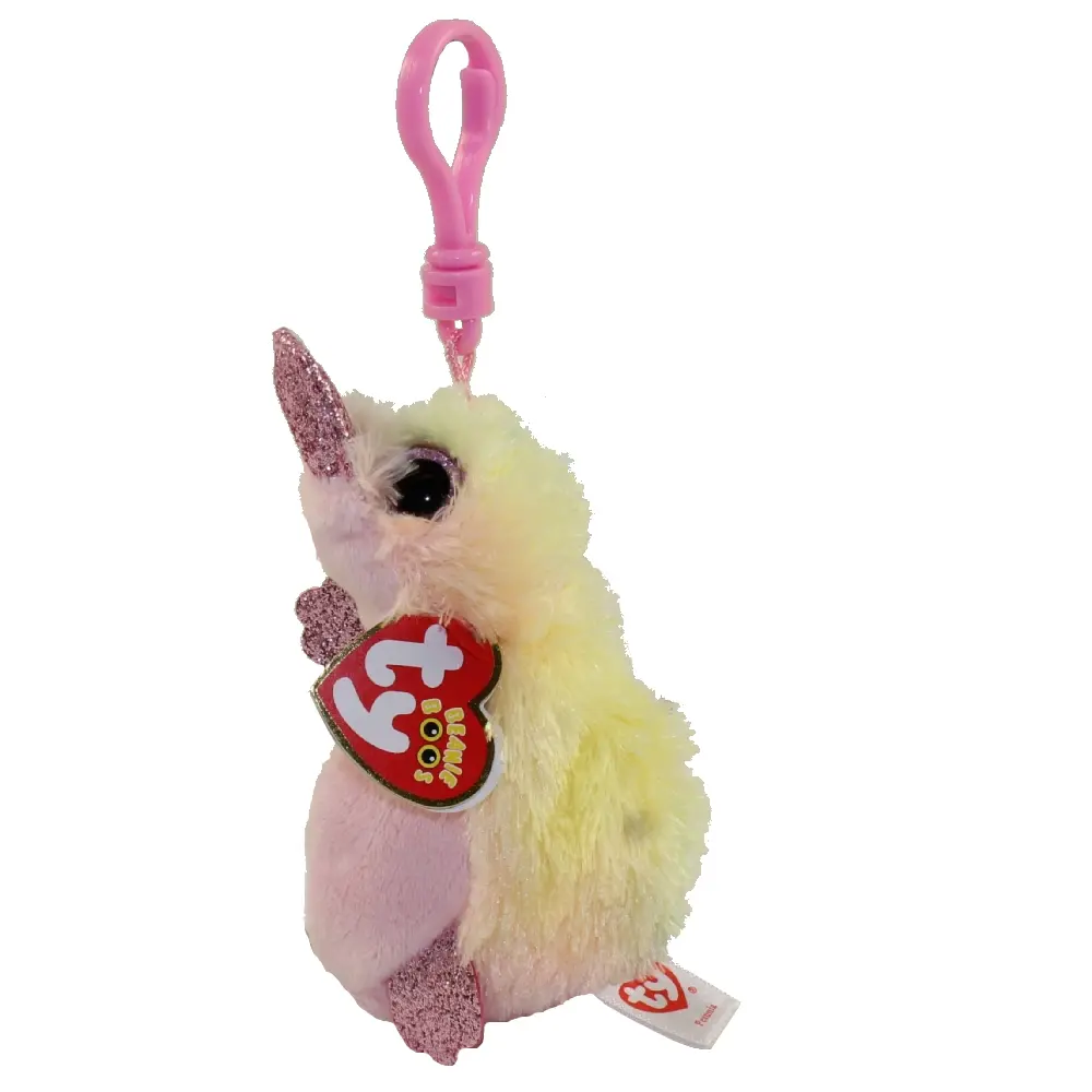 TY Beanie Boos Plush Keychain - Petunia the Rainbow Platypus with Glitter Eyes, Plastic Clip, 3 in Size