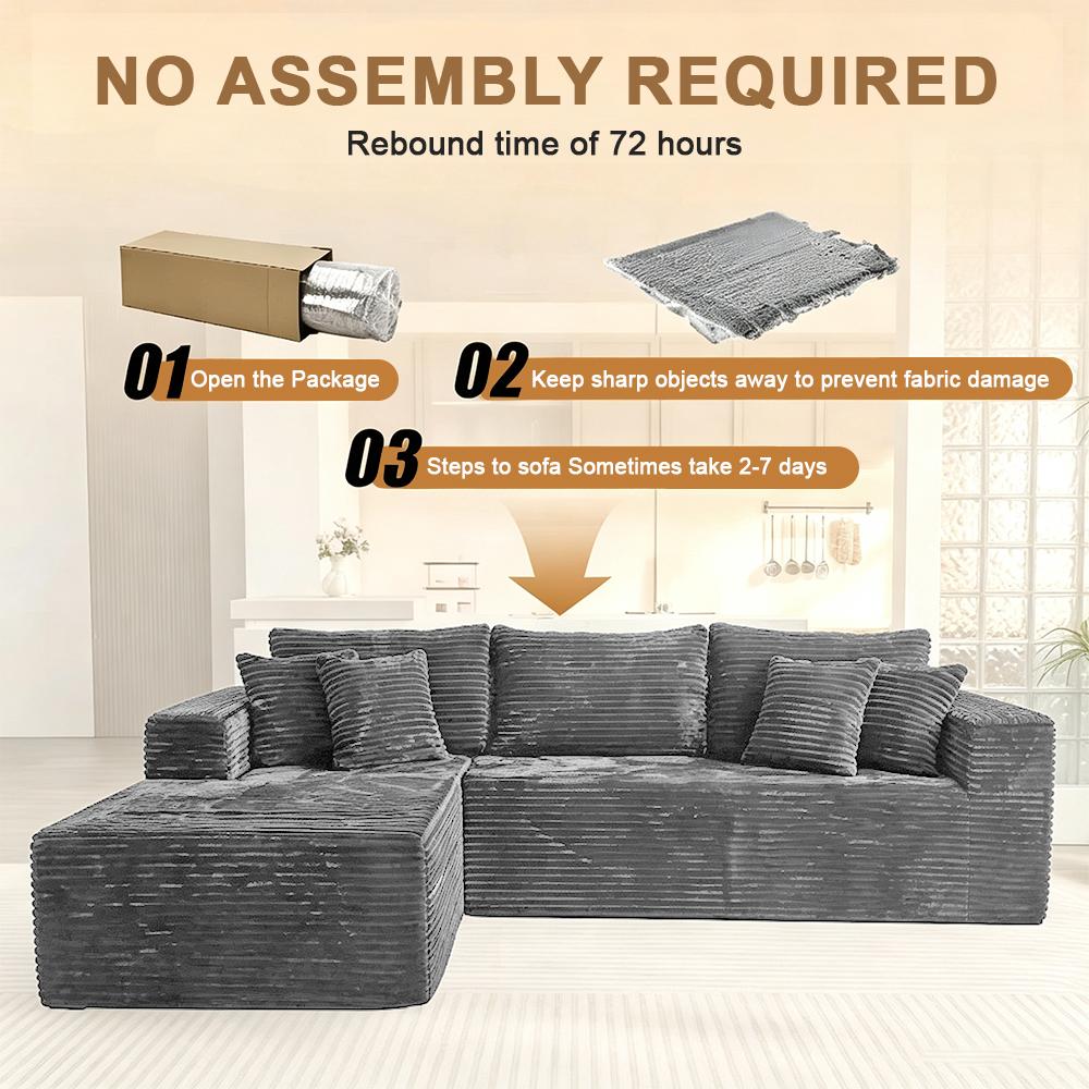 DIGWAC 106" L-Shape Modular Sectional Couch with 49" Chaise Lounge, Upgraded Independent Pocket Spring Base, Soft Corduroy Sofas Upholstery, Memory Foam Padding, Multi-Position Recliner, 6 Colors for Living Room Furniture, L Shape Couch, Couch For Living DIGWAC 106" L-Shape Modular Sectional Couch with 49" Chaise Lounge, Upgraded Independent Pocket Spring Base, Soft Corduroy Sofas Upholstery, Memory Foam Padding, Multi-Position Recliner, 6 Colors for Living Room Furniture, L Shape Couch, Couch For Living