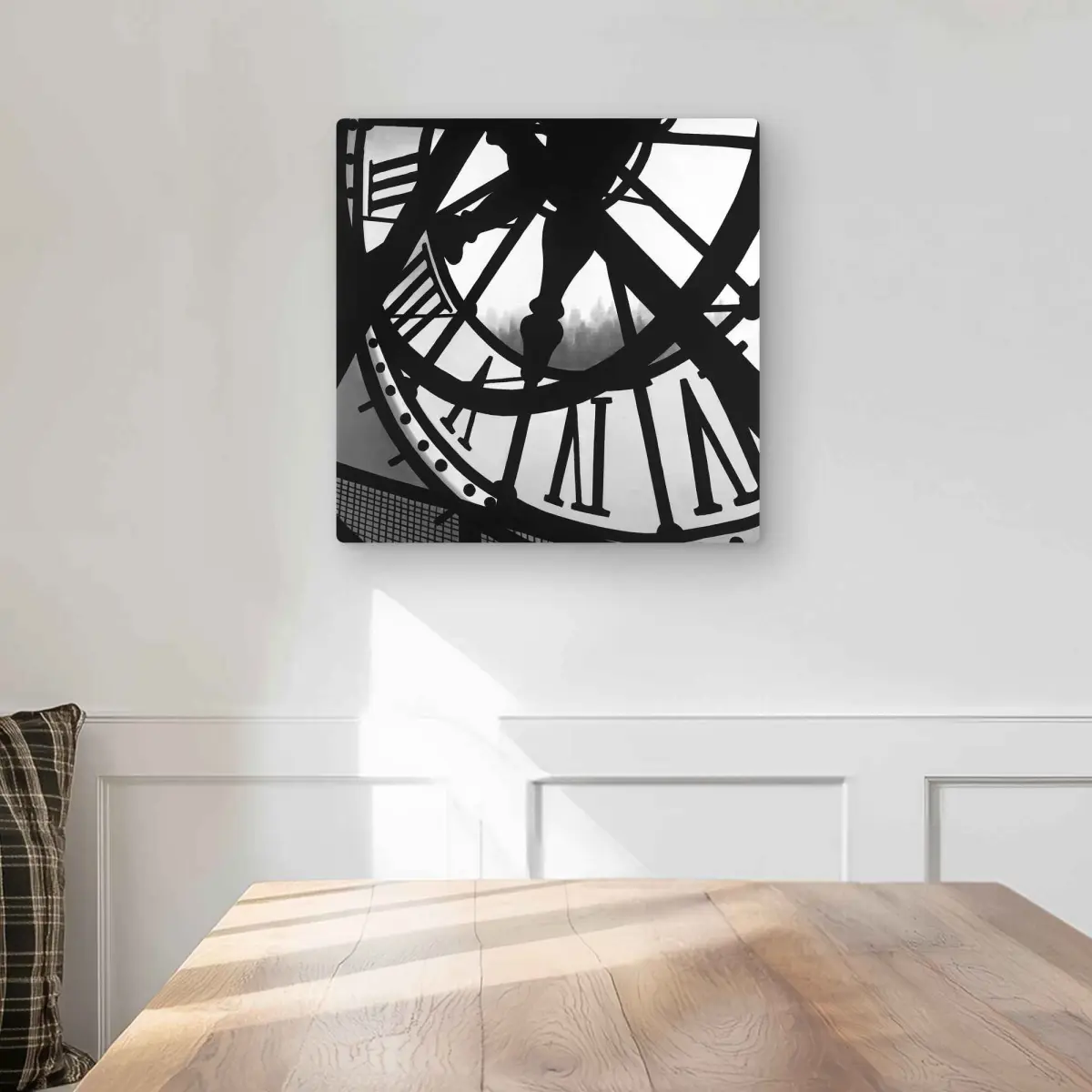 212 MAIN 16x16 in. Giant Aluminum Metal Clock - Orsay Design, Monochrome Print, Living Room Home Wall Decor for Artwork Enthusiasts, Clock Display Wall Clocks