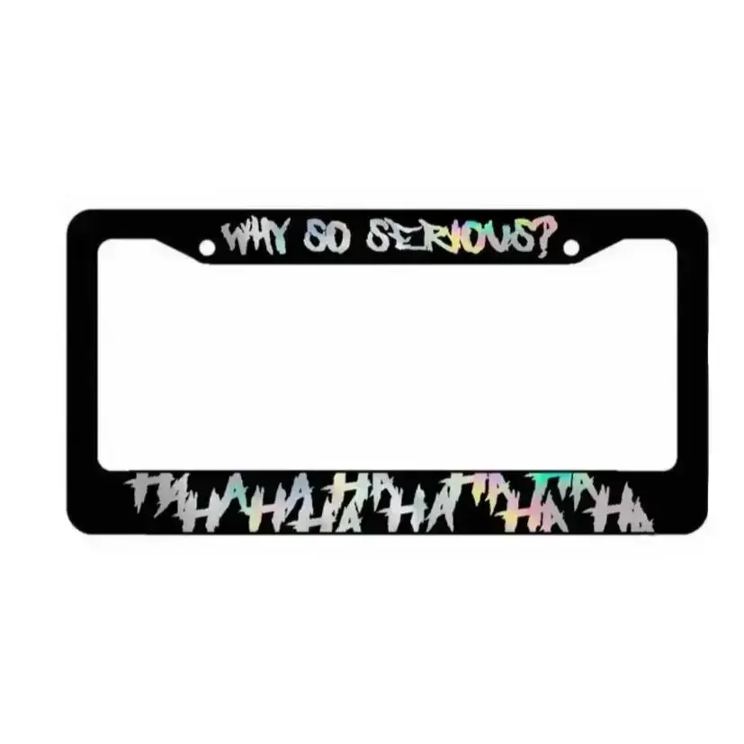 Humor Text "Why So Serious Hahaha" Super Evil Car License Plate Frame, Automotive Exterior Accessory