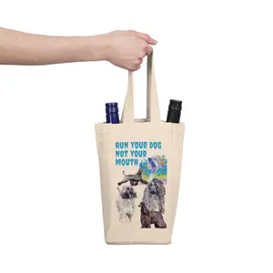 double Wine Tote Bag, Dog Show, lure coursing, run your dog not your mouth - Afghan Hounds, Funny Sarcastic Gift, sightound Lover Gift