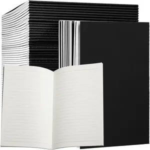 72 Pack  Paper Notebook Journals 5.5 Inch x 8.3 Inch A5 Notebook in Bulk Softcover Ruled for Writing Sketch Travel Journal with 60 Pages 30 Sheets(Black,Line)