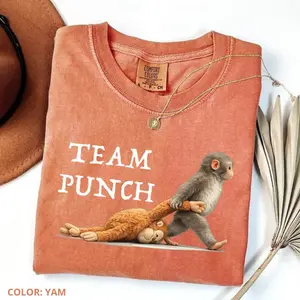 Comfort Colors Team Punch T-Shirt, Baby Monkey Punch Shirt Cotton Fabric Top Womenswear