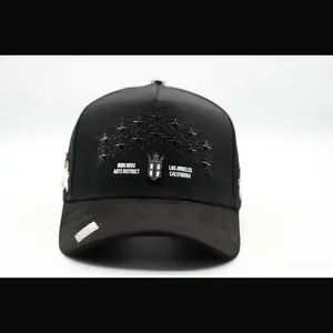 BB District SnapBack Hat with Stars Design and Los Angeles California Embroidery Black Baseball Cap for Men