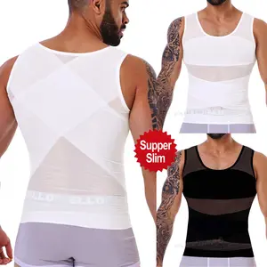 3 Pack Men's Double Compression Vest Body Shaper - Solid Color Breathable Mesh Undershirt. High Stretch Round Neck Sleeveless Shirt, Athletic Base Layer for Gym Workout & All Seasons Daily Wear
