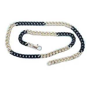 Women Gold Black Metal Chain Skinny Waistband Fashion Belt Hip High Waist Bling Style (XS-Medium 20"-35")