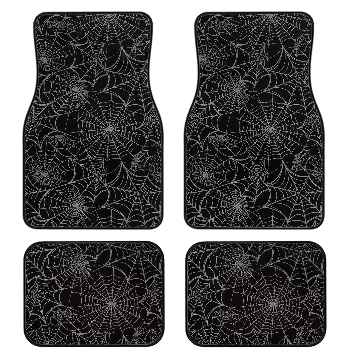 4-Piece Spider Web Car Floor Mats Set, Universal Fit for All Vehicles, Stylish Interior Decor, Easy Clean, Best Comfort and Protection, Automotive Floor Mats, Car Accessory