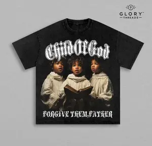 CHILD OF GOD - FOGIVE THEM FATHER  Print Graphic Cotton Washed Tee, Jesus T-Shirt, Oversized, Christian Apparel Streetwear Christian Merch Bible Verse Church Outfit Gym Pump Cover