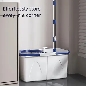 Self-Wringing Spin Mop & Bucket Set | Dual-Chamber Clean & Dirty Water System | Heavy Duty Foot Pedal & Press Action | Detachable Space-Saving Design