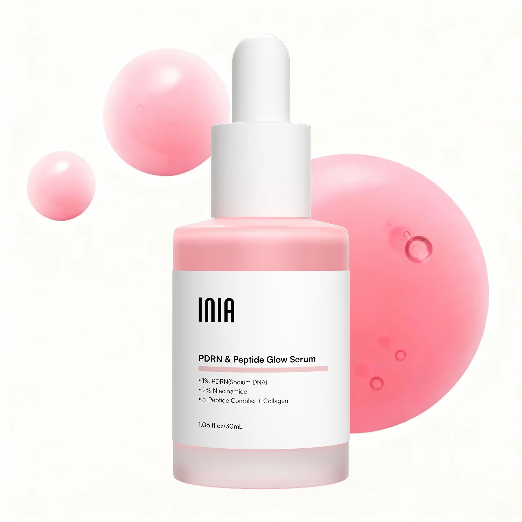 INIA PDRN + Peptide Repair Serum – Dual Repair, Brighten & Even Tone for All Skin Types, Including Sensitive Skin, with Salmon DNA, Peptides & Niacinamide, Layerable with Sunscreen & Makeup
