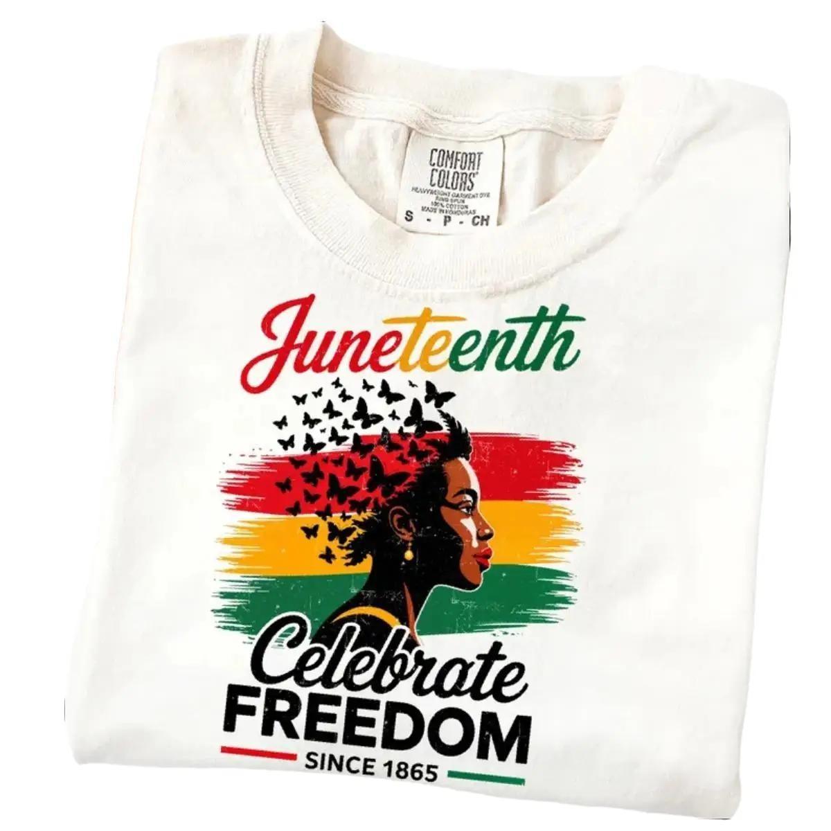 Celebrate Freedom Since 1865 T-Shirt, Black Woman Juneteenth, African American History, Cotton, Comfort, For Men, For Women.