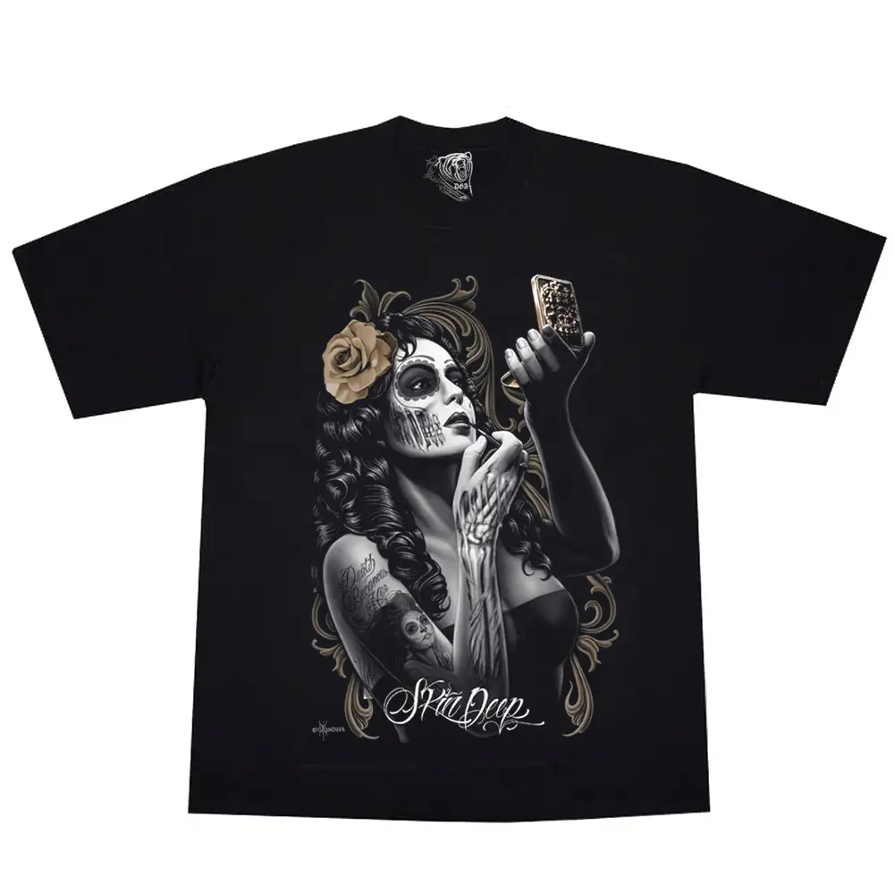 Skin Deep Sugar Skull , Chicanos clothing , Lowrider clothing, Gangster clothes, Chicana shirt, Mexican Clothing Streetwear Unisex Graphic
