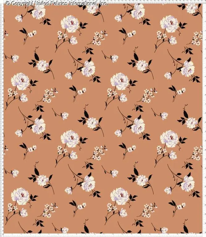 Challis Rayon Printed Aisha, Woven Fabric by the yard, Rayon Fabric, Floral Fabric, Dress Fabric