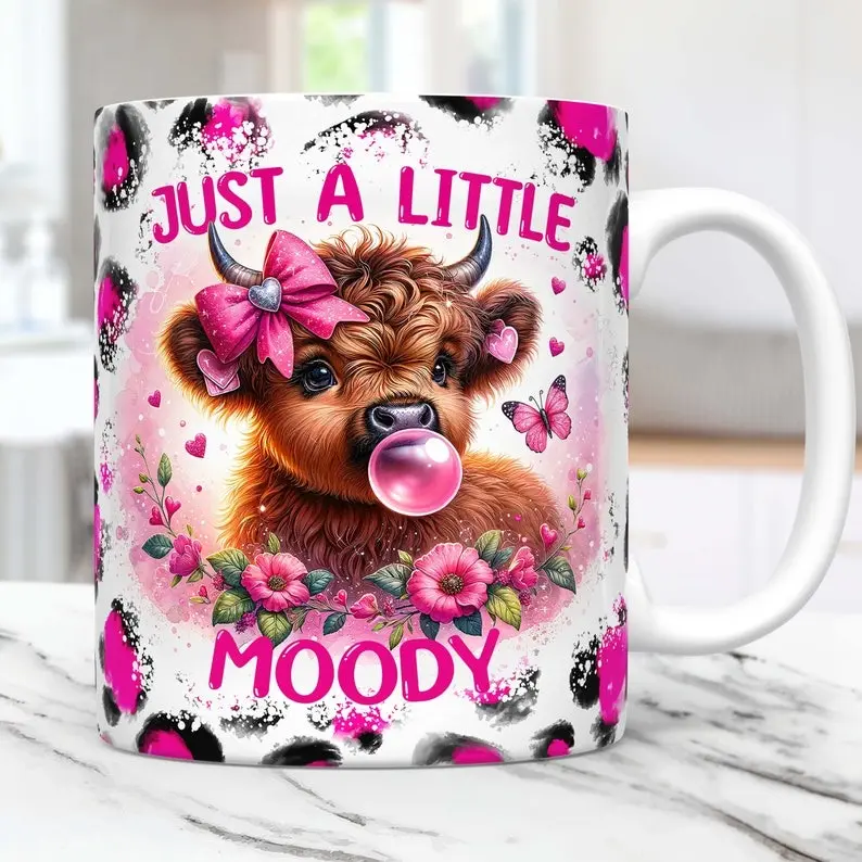 [Sale off up to 70%] Highland Cow Mug, Just A Little Moody Mug, 11oz & 15oz Coffee Mug