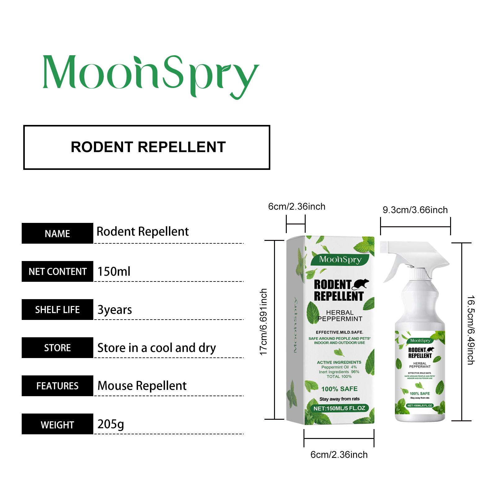 MoonSpry Peppermint Oil Mouse Repellent Spray  - Natural Mouse Deterrent for Indoor & Outdoor Use - Mouse & Rat Repellent Spray for Home, Car Engines, RV - Pet-Safe Pest Control - “Deal for You” Sale - Effective & 100% Effective, “Deals For You” Days Sale