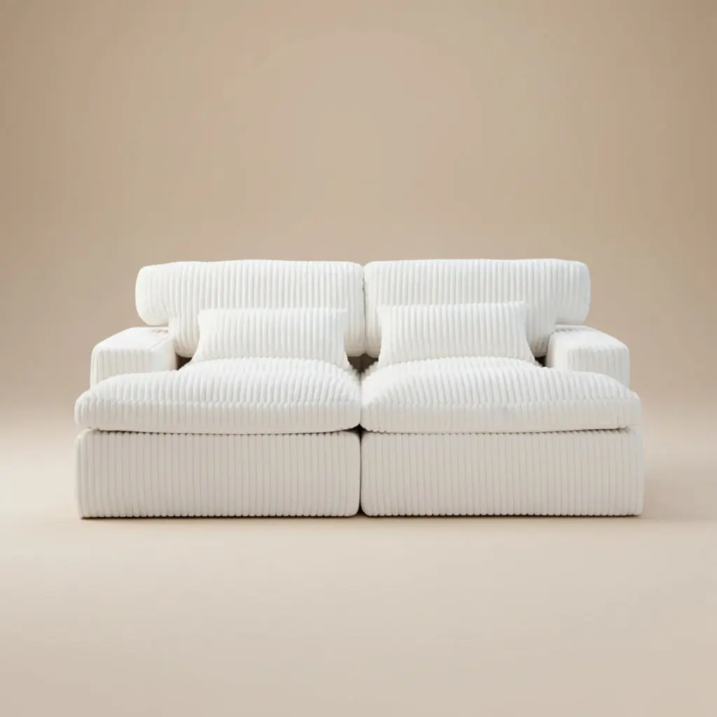 Erwin Double Chaise Modular Sectional Sofa with Corduroy Upholstery