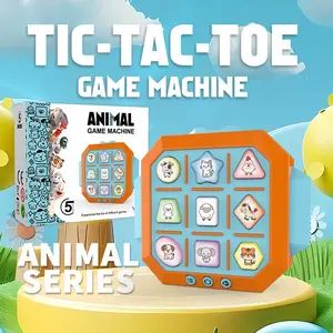 Animal Tic-Tac-Toe Game Machine, Five Modes, Two Colors, Dual Player Mode, Shape Recognition, Sound Discrimination, Kids' Skill Development, Party Essential, Tabletop Game