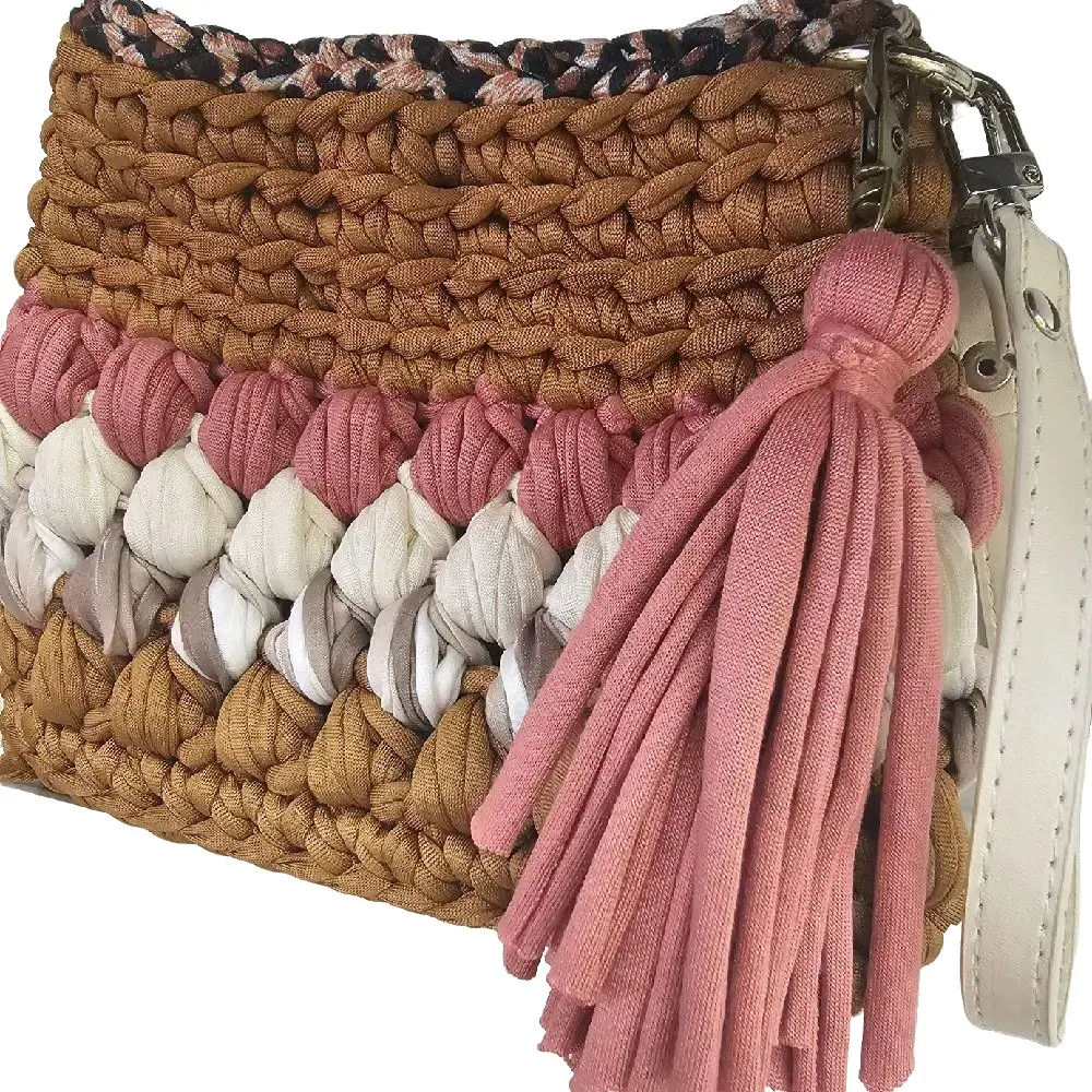 Handmade Boho Crochet Clutch with Tassel Sustainable Luxury Gift for Her in Multicolor Woven Design