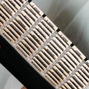 -Leather  Tabs,  Tabs for Women and Men(Black Foil Lettering) Large Print Stickers, Easy to Read and Apply, 80 Chapters Labels for Easy Navigation()