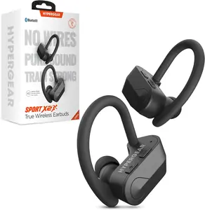 HyperGear Sport X2 True Wireless Bluetooth Earbuds - Ear Buds with HD Stereo Sound & Secure Fit Hooks, Quick Charge Earphones with Microphone