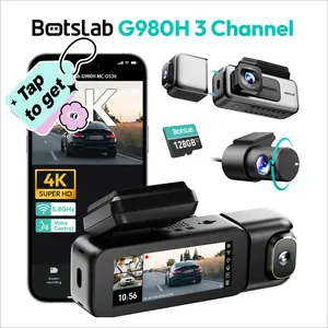 Botslab 4K 3 Channel Dash Cam with 3.18" Touch Screen Night Vision GPS WiFi Voice Control 24/7 Parking Mode 128GB Card