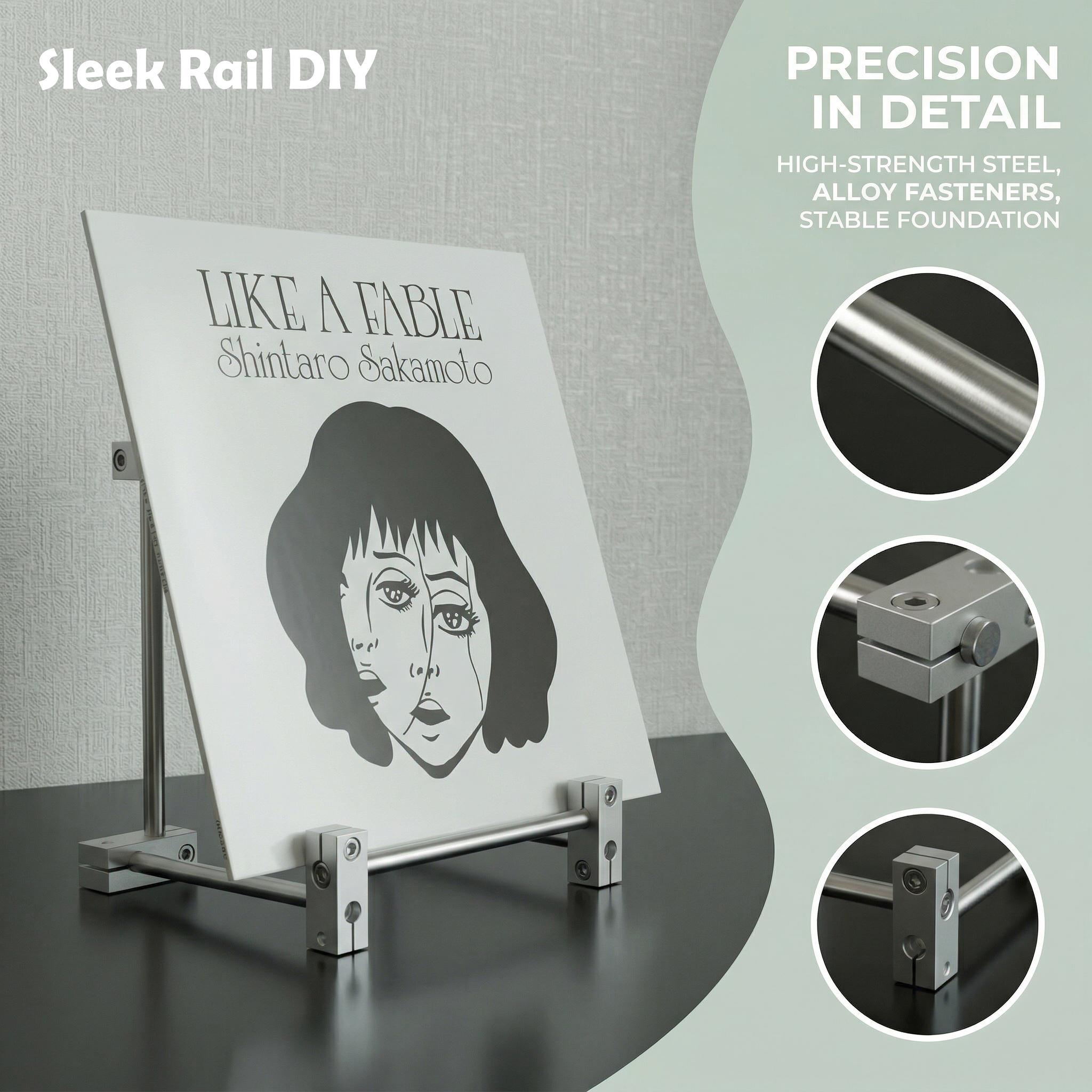 Sleek Rail DIY Vinyl Record Display Stand Kit - Custom Build Your Minimalist Vinyl Storage for Record Lovers, Assembly Required