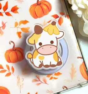 Cute Banana Cow MagSafe Phone Grip – Kawaii Farm Animal Magnetic Pop Socket & Kickstand – Pastel Phone Accessory Gift