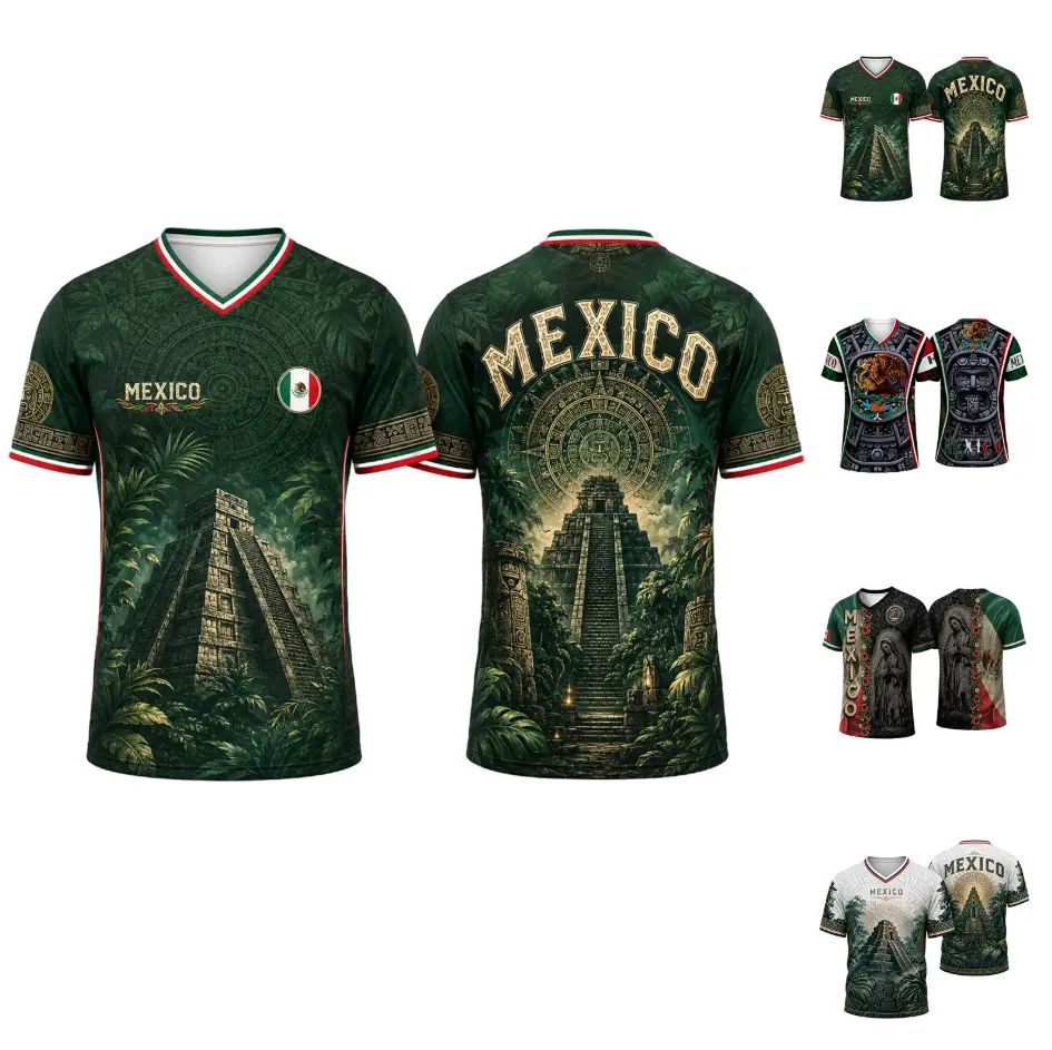 2026 New Mexico Soccer Jersey Men, Mexican Jersey Soccer T-Shirt, Soccer Jersey 2D Graphic Mesh Fabric Men's Jersey Short Sleeve Football Tee, Casual Daily Sport Top for Adult