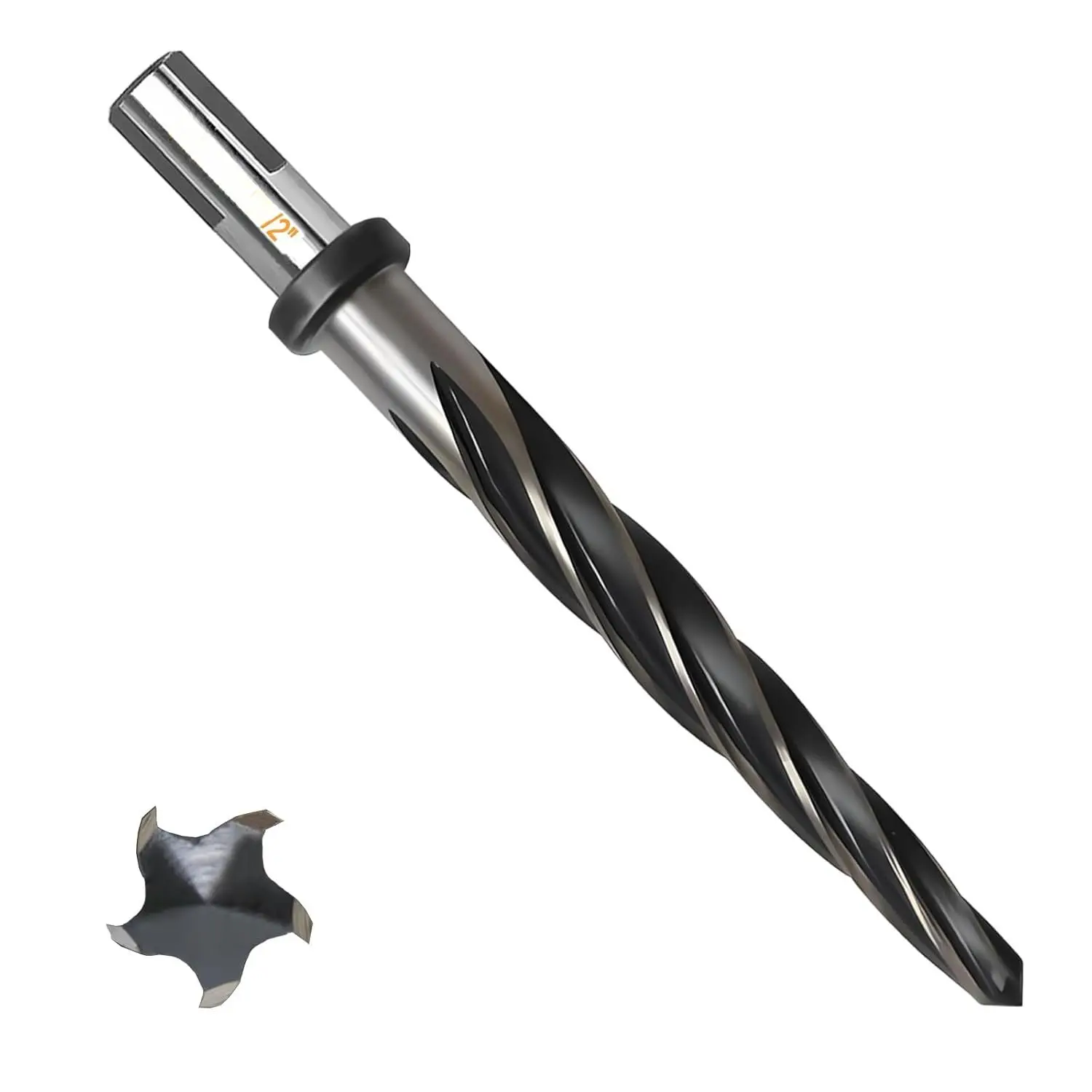 1/2" Reamer Drill Bit for Metal, M2 HSS Taper Reamer for Steel, Alloy, , Plastic to Align, Enlarge Holes  5-Spiral Flutes, 1/2" Non-Slip Shank, 12mm  Reamer, Bridge Construction Reamer