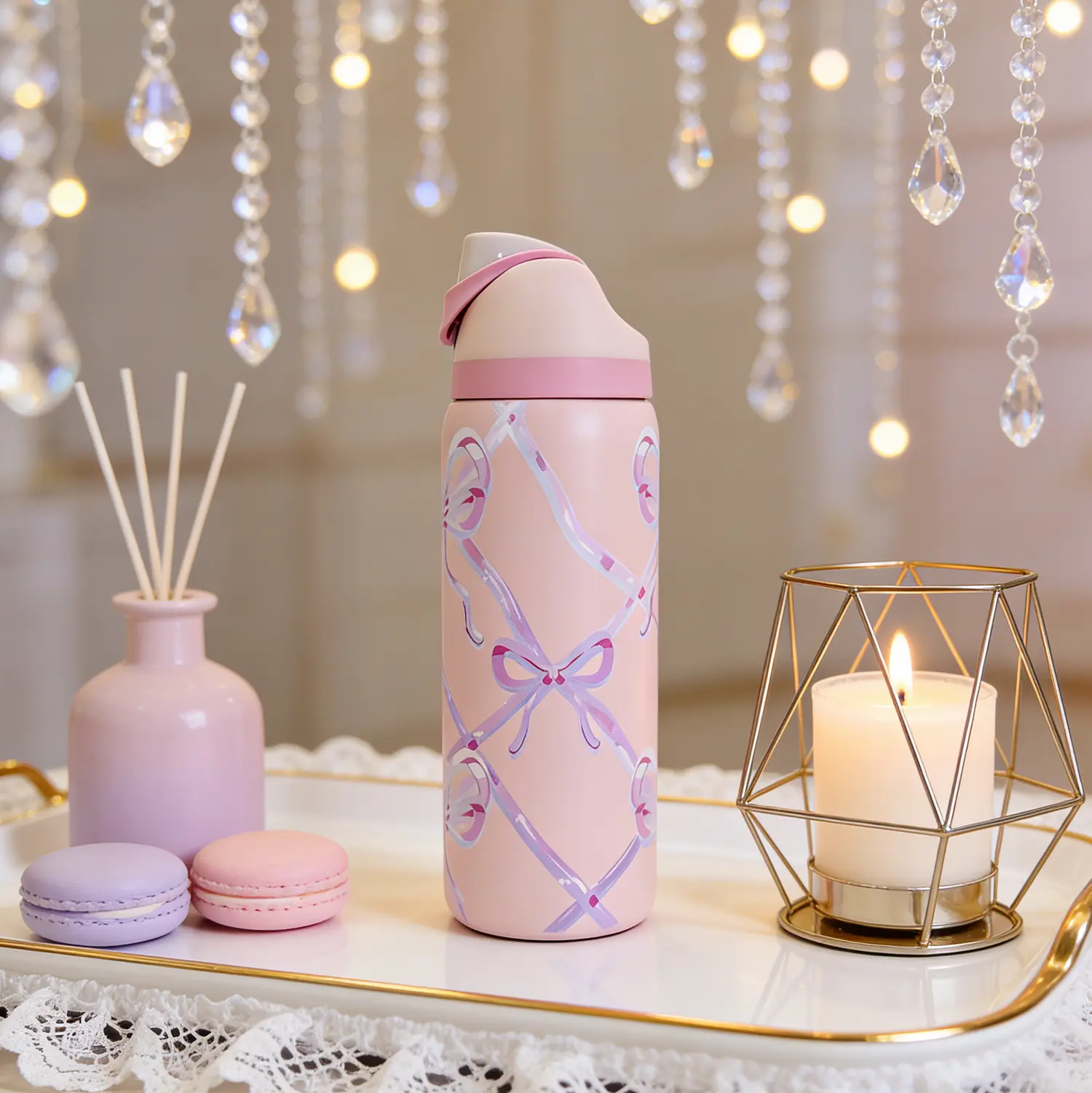 0wI Butterfly powder Aquarius bottle, with a capacity of 32OZ/945Ml can retain heat for up to 24 h. cold beverages warm, suitable for brewing coffee and making iced drinks. The design is exquisite and it is bike kettle for outdoor sports