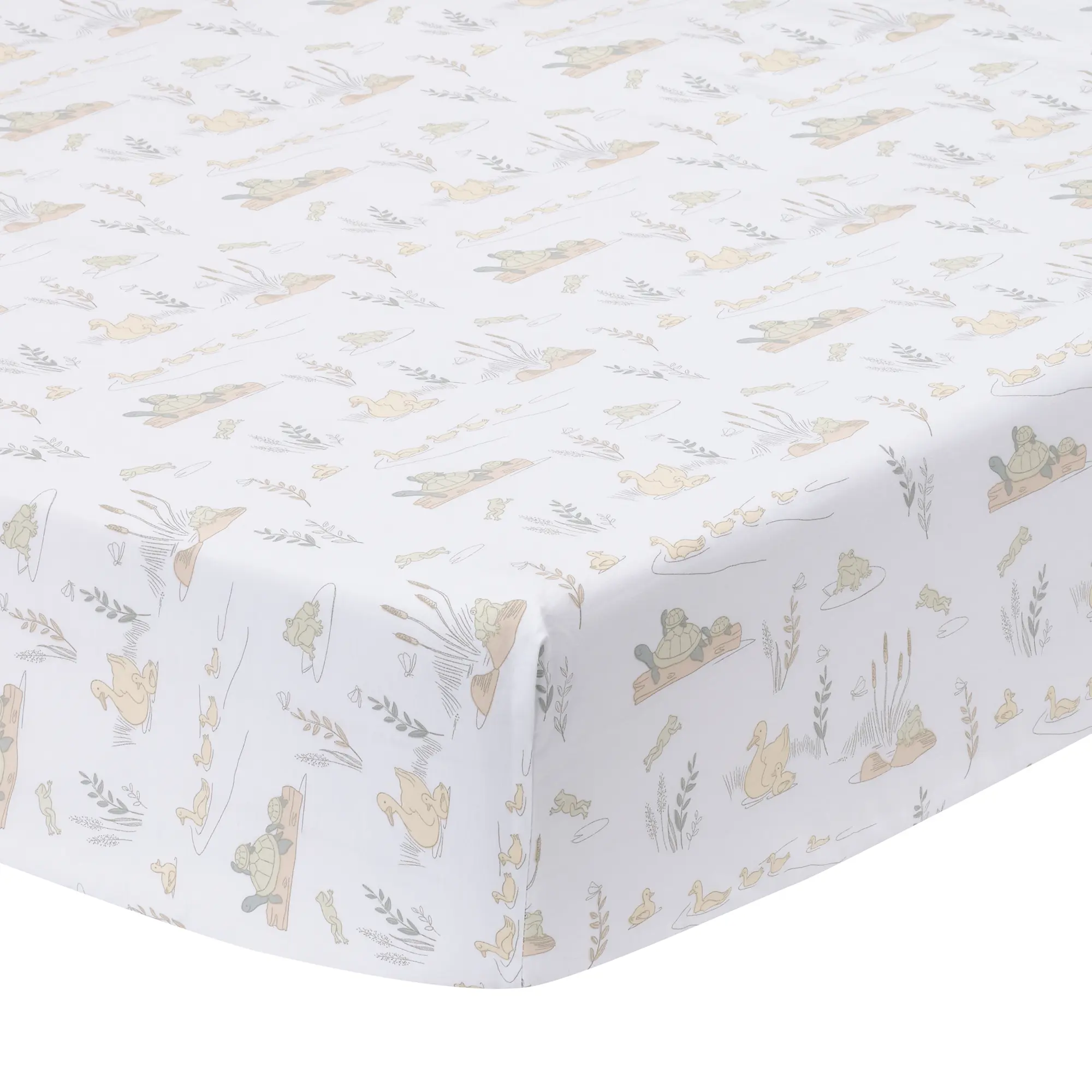 Lambs & Ivy Froggy and Friends 100% Cotton Baby Fitted Crib/Toddler Sheet