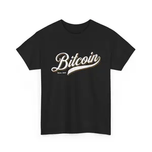 Women's Bitcoin cryptocurrency and its founding year Graphic T-Shirt - Short Sleeve Crew Neck Regular Fit Casual Wear | Soft & Breathable Fabric, Durable Print, Everyday Comfort, Machine Washable, casual and vintage-inspired typography Casual wear for