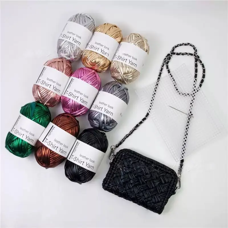 Metallic Color T-Shirt Yarn, Metallic Glossy Fabric Strips, Faux Leather Strips, Handwoven Fabric Strips, Crochet Items, Knitting Supplies, Diy Knitting Supplies