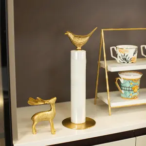 1 Luxurious Brass Countertop Bird-Shaped Paper Towel Holder Countertop Standing Paper Towel Roll Holder for Kitchen Bathroom - Sturdy, Durable, and Elegant Home Decor for Kitchen and Bathroom