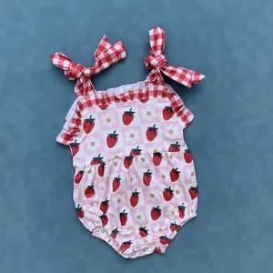 Infant baby girls strawberry summer romper