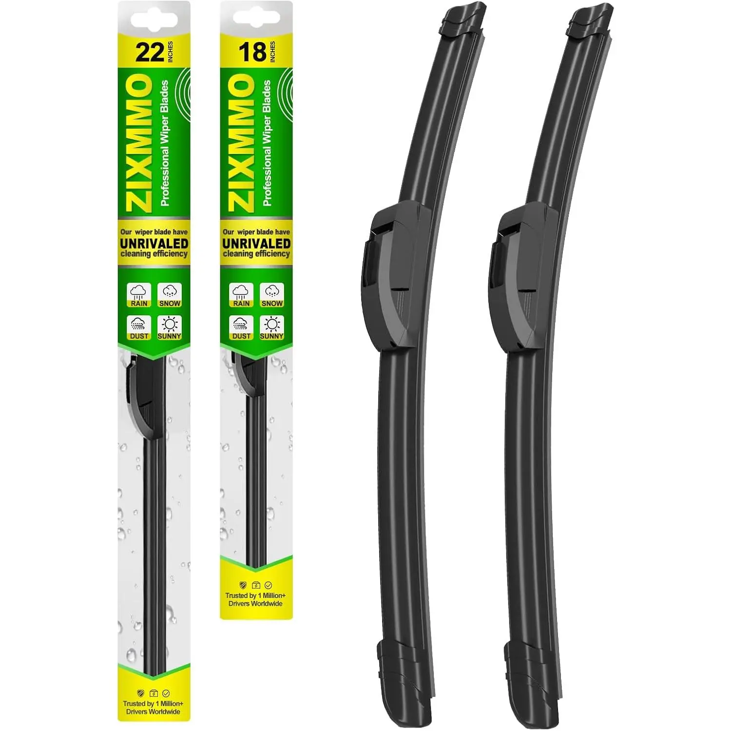 OEM Quality Windshield Wiper Blades Set of 2 - 22in + 18in (18 inches), Tool-Free, Premium All-Season Auto Replacement Windshield Wiper Blades, Original Oem