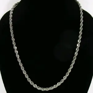 French rope twist stainless Steel Shiny Silverstone 3mm Rope Chain 20"inch