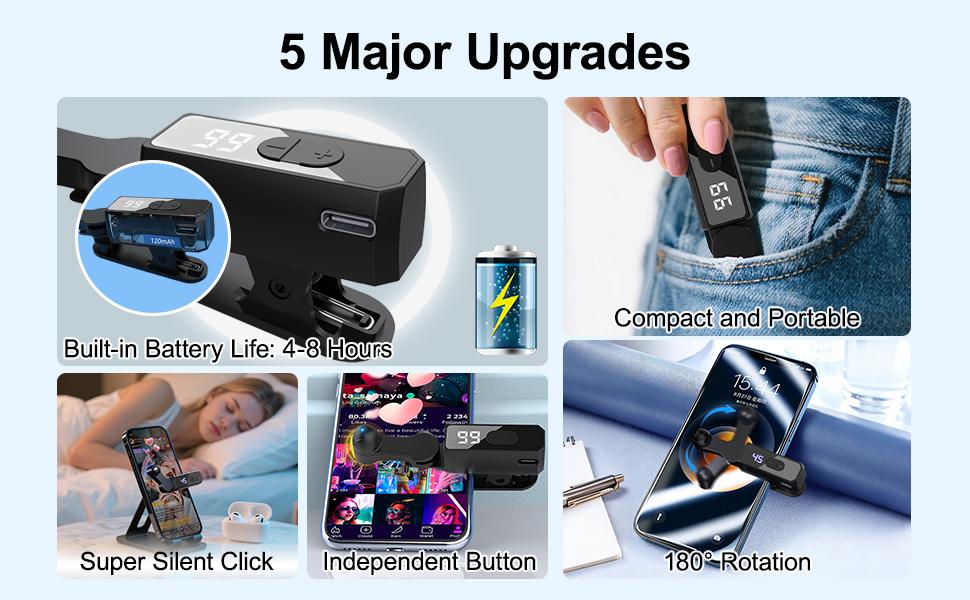 2026 Upgrade Rechargeable Cordless Auto Clicker Auto Tapper - Mobile Accessory, Selfie Accessory, 107 Adjustable Speed, for iPhone, iPad, Android Phones, Live Streaming Equipment, Repetitive Tasks, Accessories, Gamers