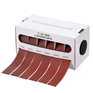 Emery Cloth Roll 6 Grits 6M, Sandpaper Assortment 80 150 240 320 400 600 Grits, Sand Paper Assortment Pack, Assorted Abrasive Rolls with Dispenser, Sanding Paper for  Furniture Metal Polishing