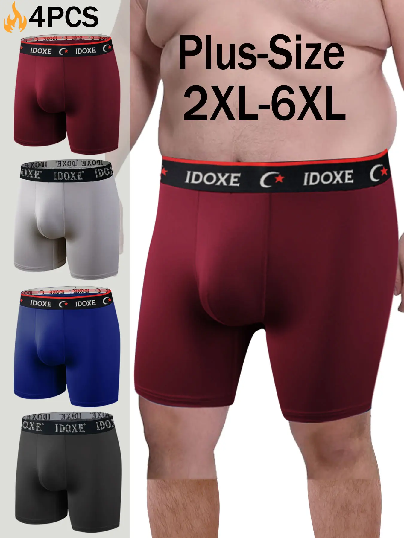 Men's Plus Size Fashion Casual Briefs Underwear, Elastic Comfortable Soft Breathable Waistband, Durable for Daily Wear, Running, Fitness