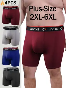 Men's Plus Size Fashion Casual Boxer Briefs Set, Elastic Comfortable Soft Breathable Waistband, Durable for Daily Wear, Running, Fitness